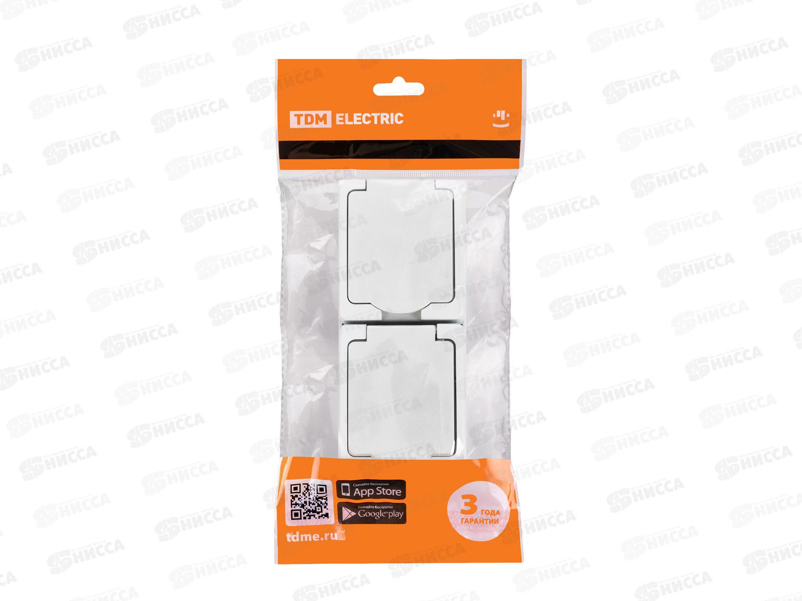 Розетка TDM двойная, открытой установки, (верт.), IP54 16А &quotВуокса&quot 2П+3 1009