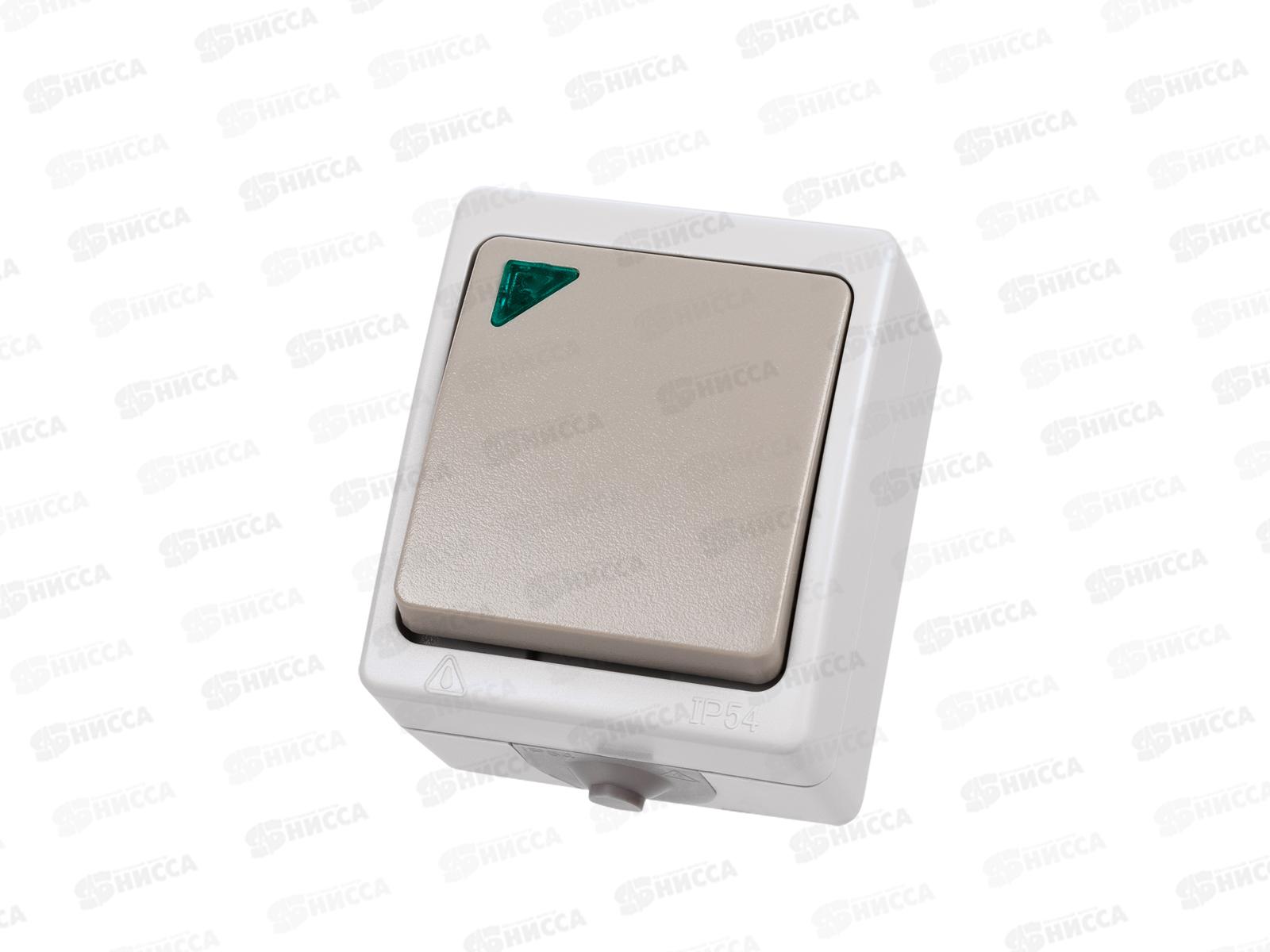 Выключатель TDM 1-клавиша, открытая установка, IP54 10А &quotВуокса&quot с подсветкой 0004