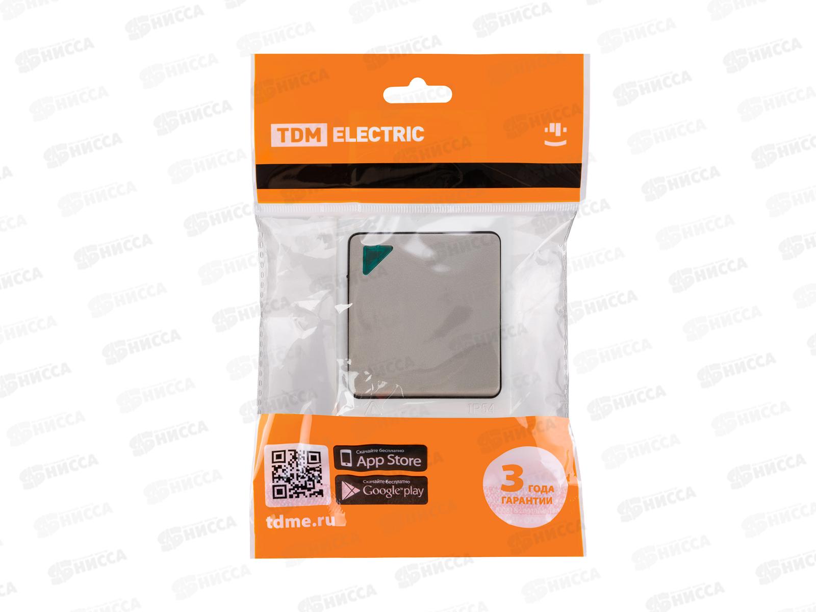 Выключатель TDM 1-клавиша, открытая установка, IP54 10А &quotВуокса&quot с подсветкой 0004