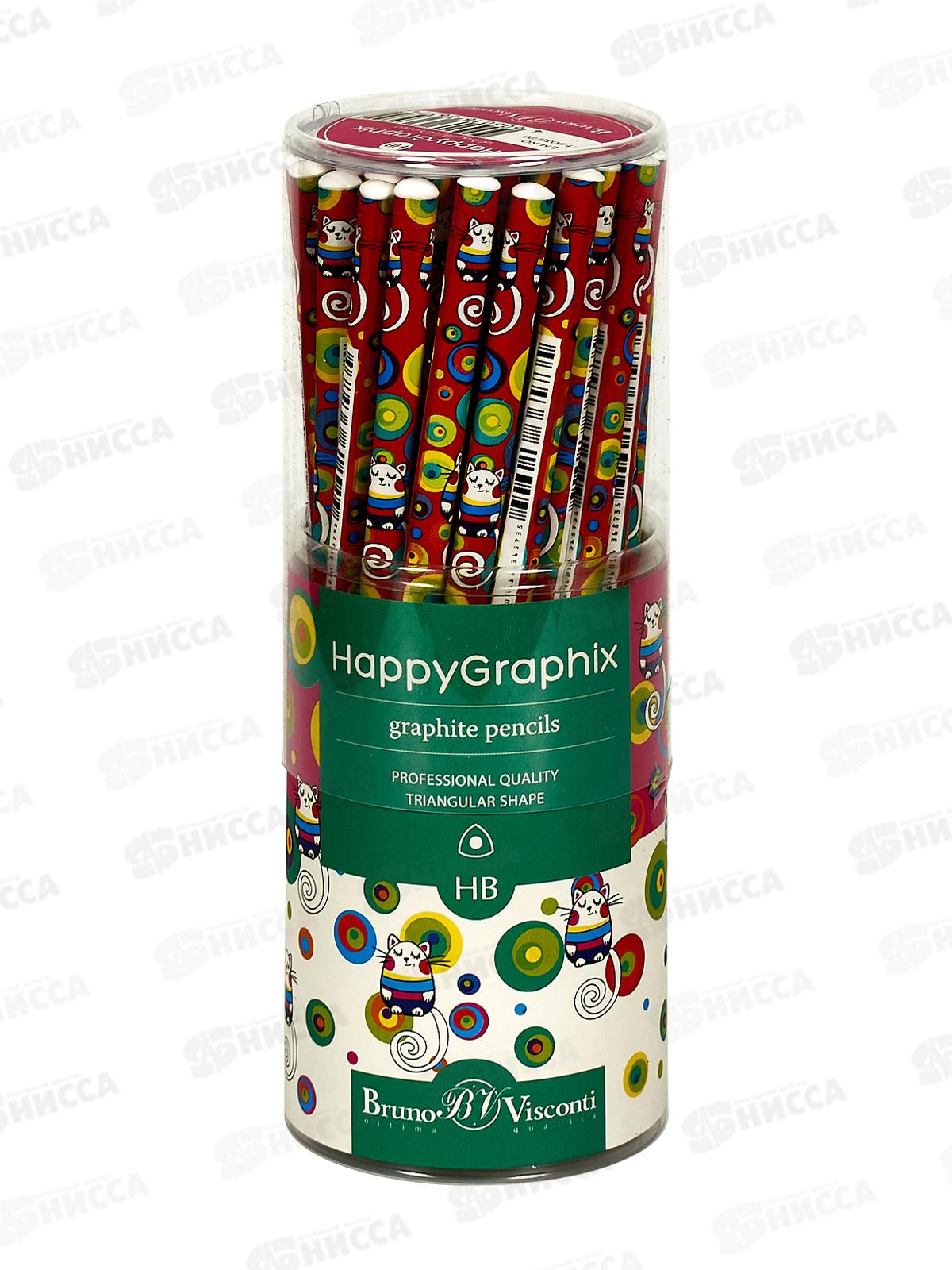 Карандаш чернографитный Happy Graphix Мультики.Кот, НВ, 21-0030/20 *50/300