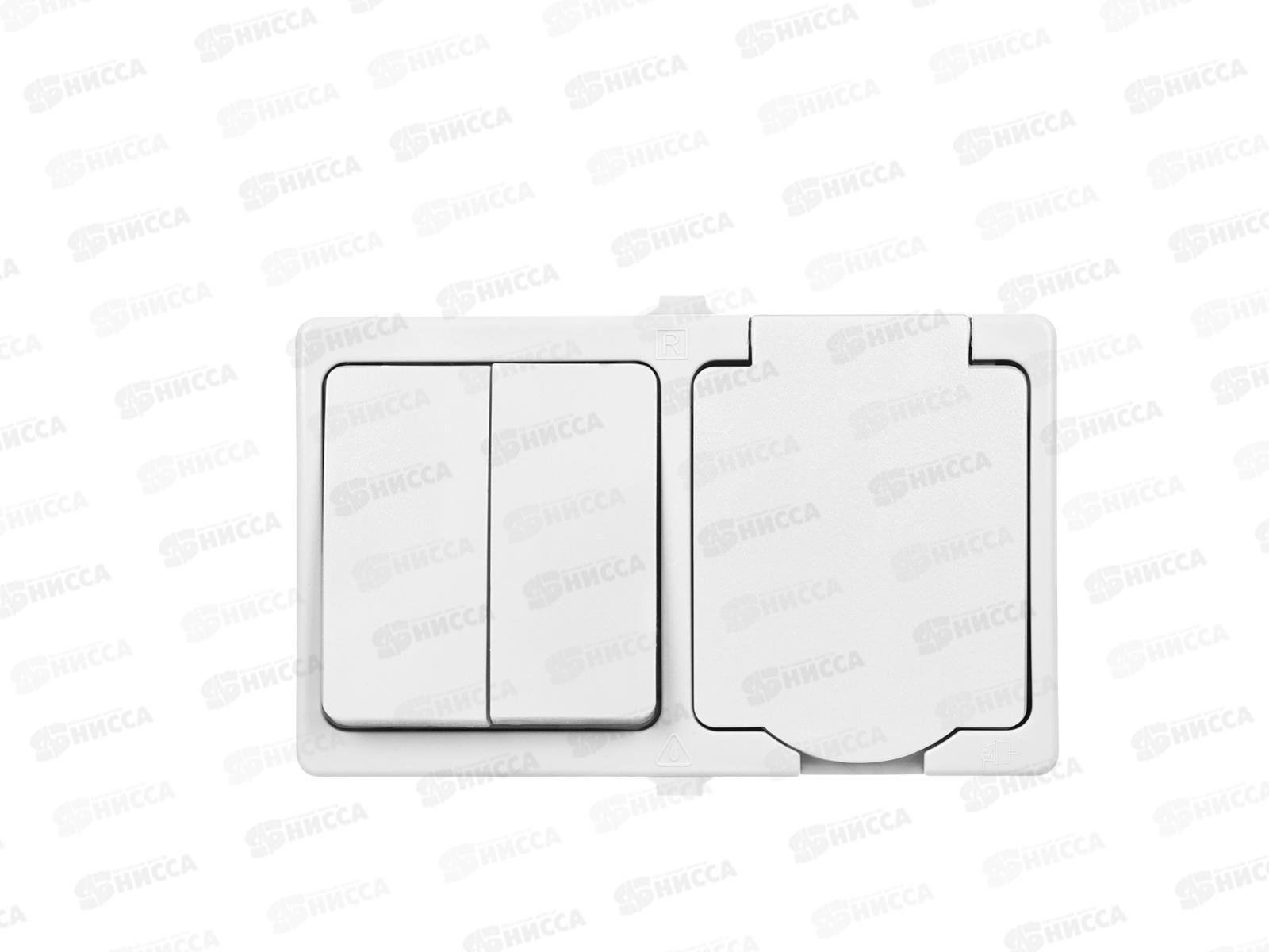 Блок выключатель 2кл горизон+розетка 2П+З с з/ш БКВР TDM 1012