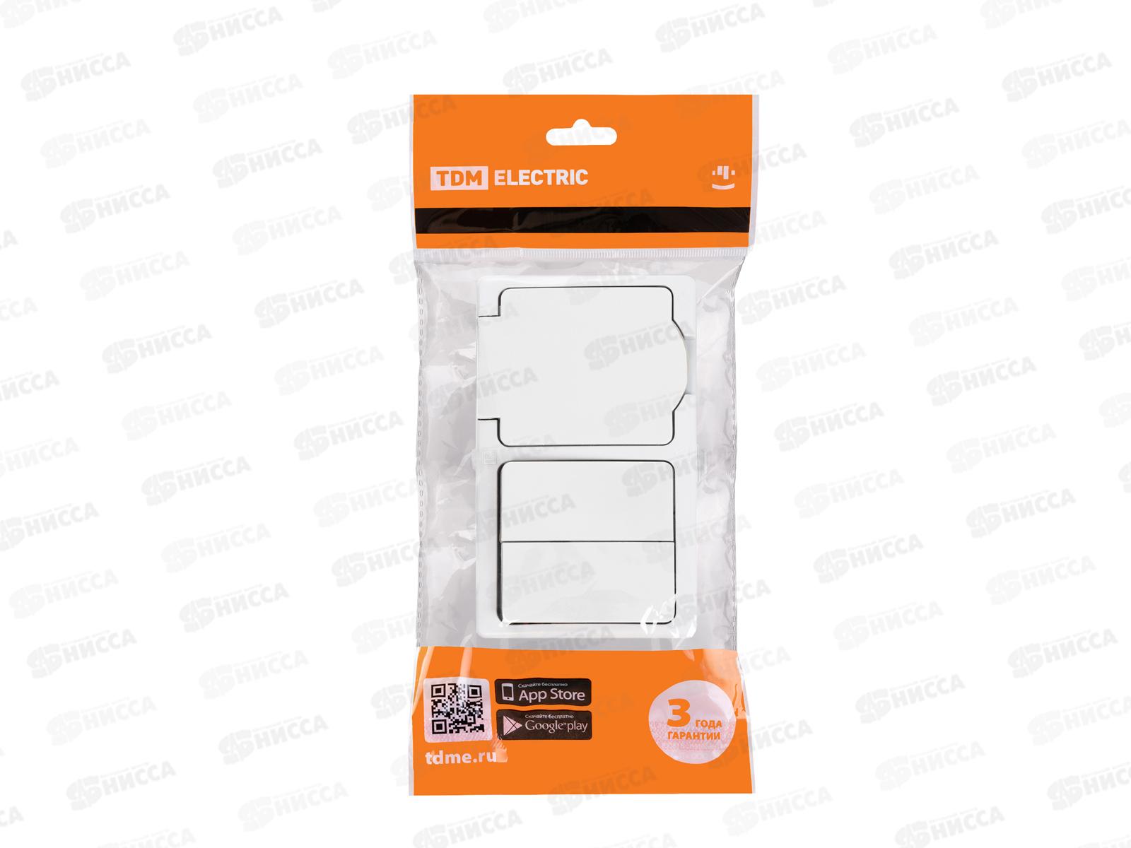 Блок выключатель 2кл горизон+розетка 2П+З с з/ш БКВР TDM 1012