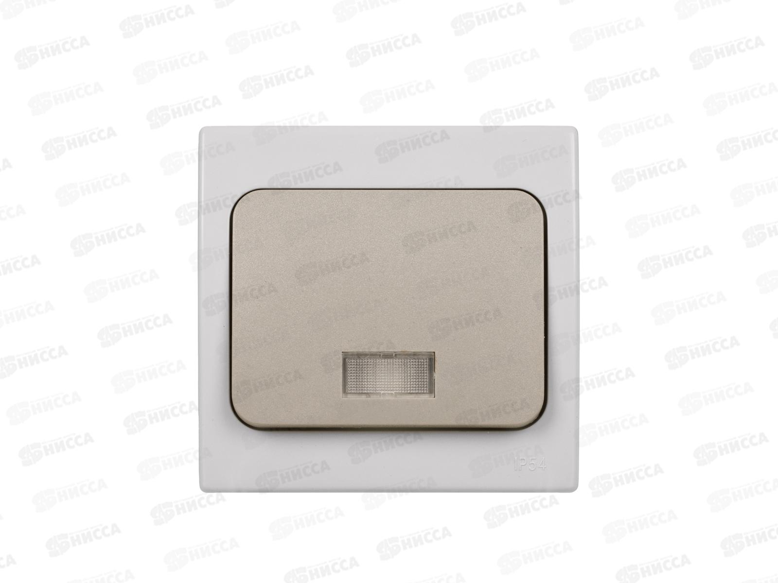 Выключатель TDM 1-клавиша, откытая установка с подсветкой IP54 10А &quotВуокса&quot серый 0105