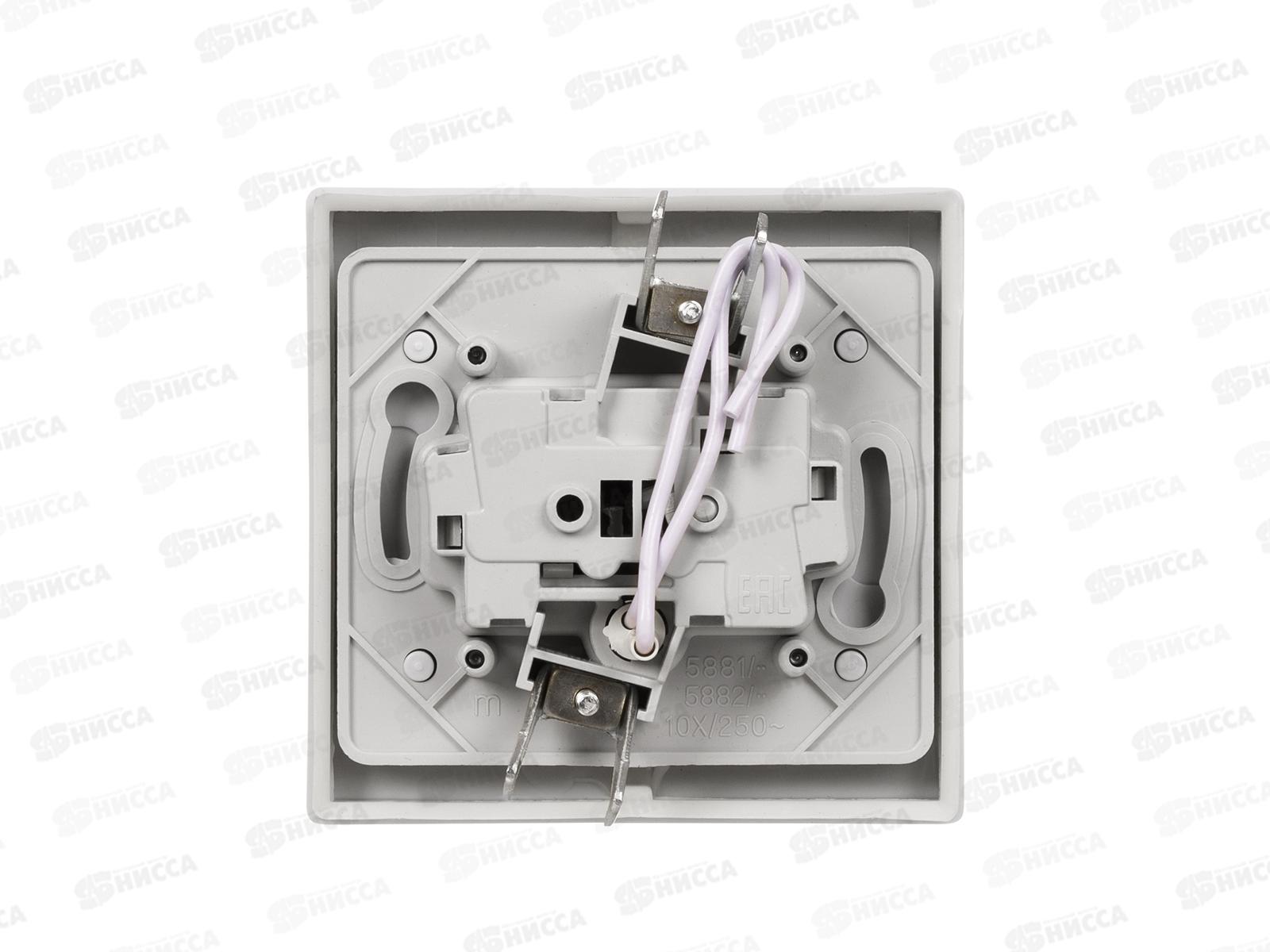 Выключатель TDM 1-клавиша, откытая установка с подсветкой IP54 10А &quotВуокса&quot серый 0105