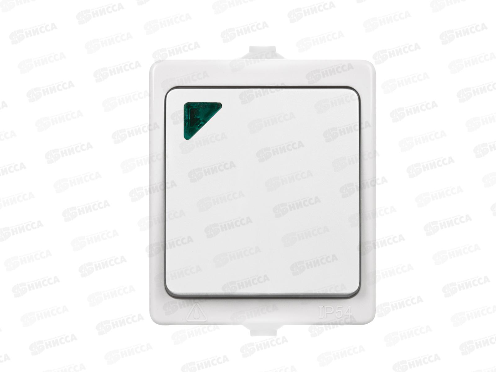 Выключатель TDM 1-клавиша, открытая установка  с подсветкой IP54 10А &quotВуокса&quot белый 1004