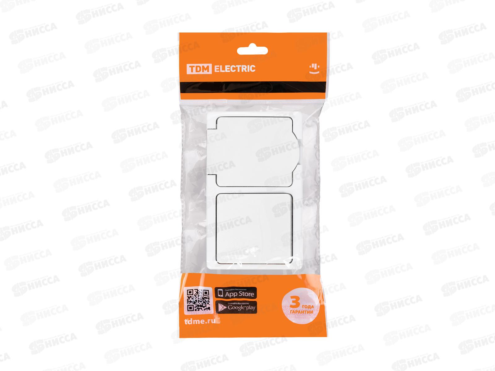 Блок выключатель 1кл горизон+розетка 2П+З с з/ш БКВР TDM 1010