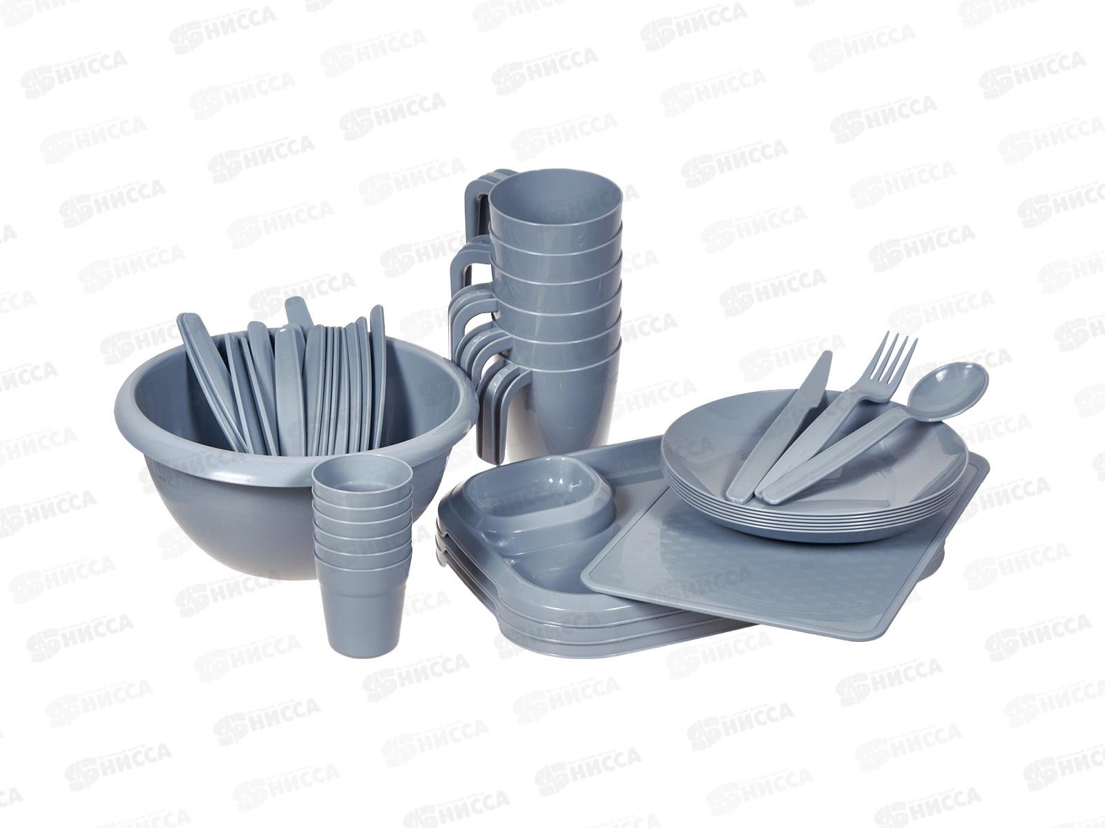 Набор для пикника ШашлычОк MAXI Серый на 6 персон 42предмета  ИНТ *3