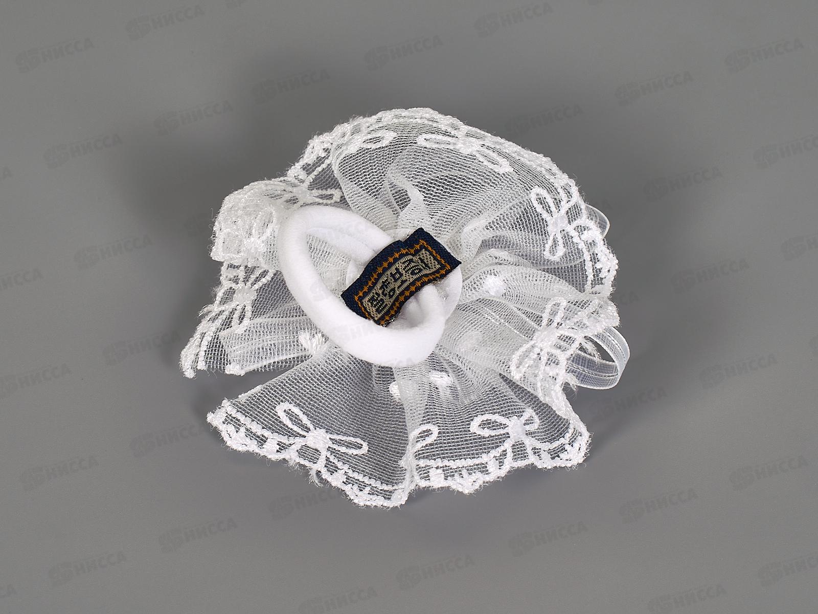 Бант гипюр, капрон белый круглый стразы камень 9см №9314