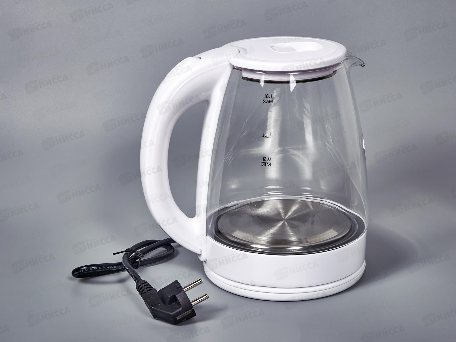 Чайник электрический DO-1254W 1800Вт 1,8л стекло белый *12 Добрыня