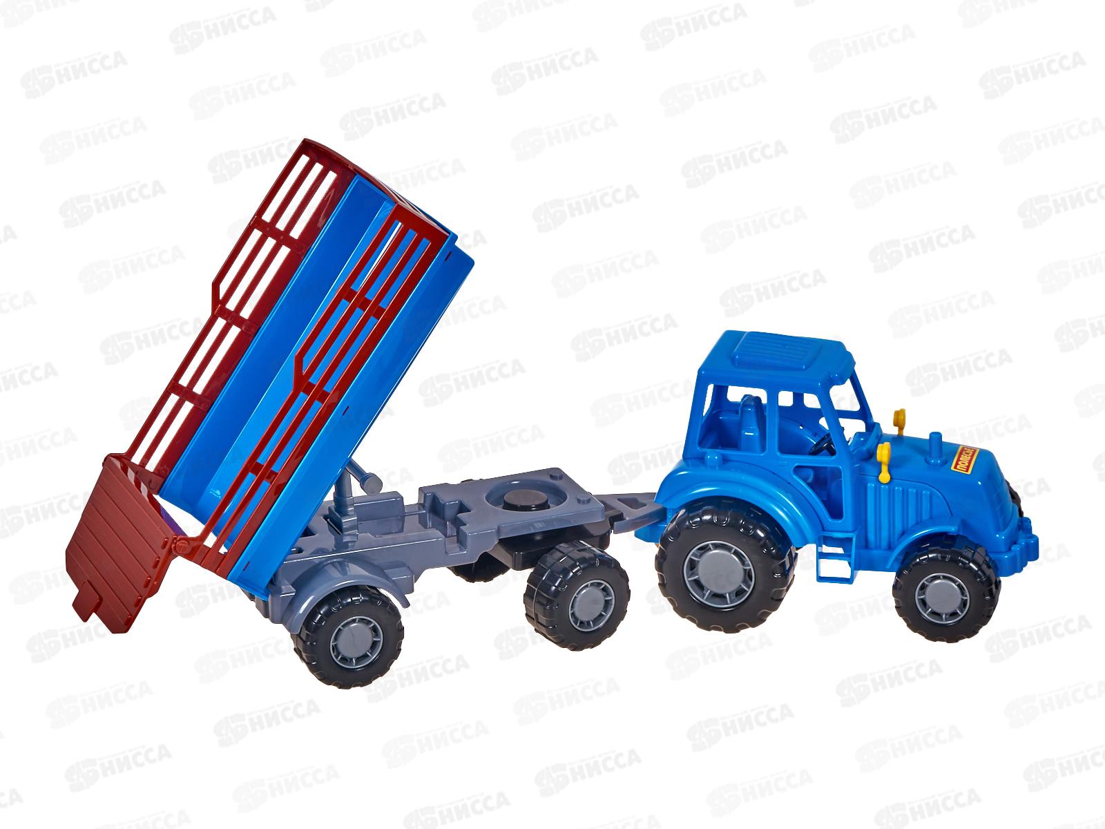 Трактор &quotМастер&quot(синий) с прицепом №2 (в сеточке) 84781 *6