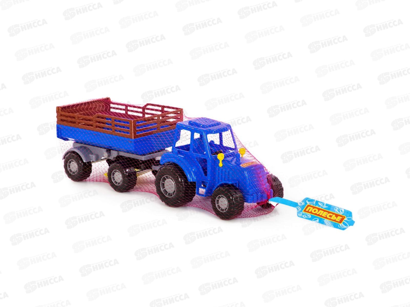 Трактор &quotМастер&quot(синий) с прицепом №2 (в сеточке) 84781 *6