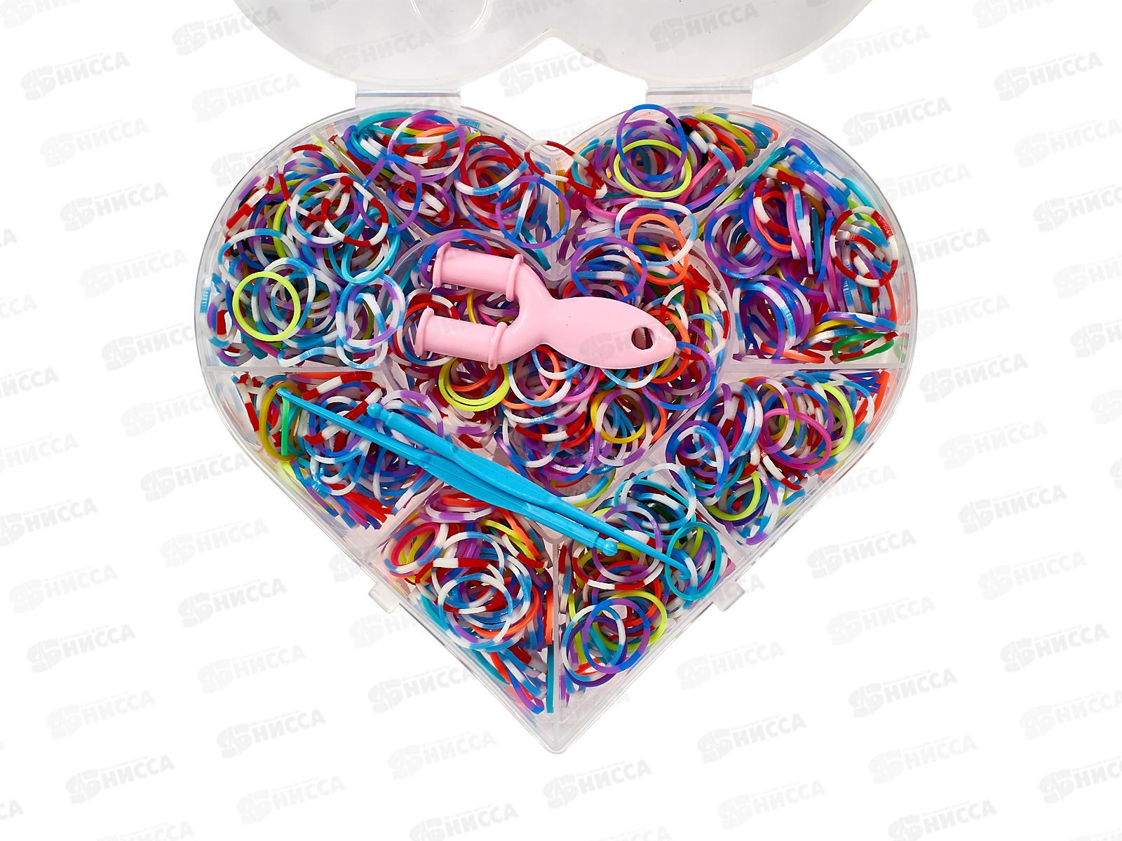 Набор резинок для плетения браслетов TZ-32113 (1000шт)+крючок СЕРДЕЧКО