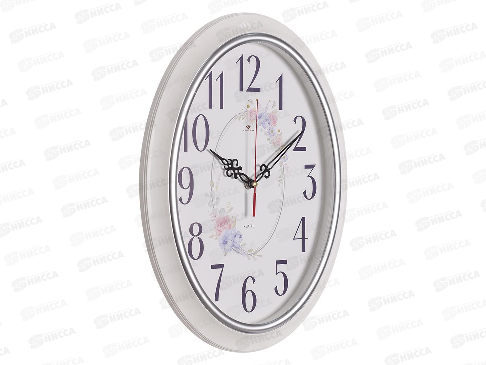 Часы настенные &quot21 Век&quot 3829-108 29,538,5см Букет рубин белый с серебром