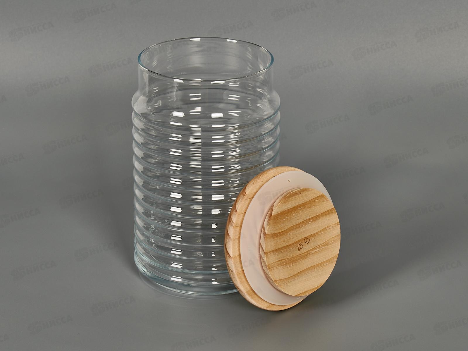 Банка для сыпучих продуктов с деревянной крышкой 1125мл 43173