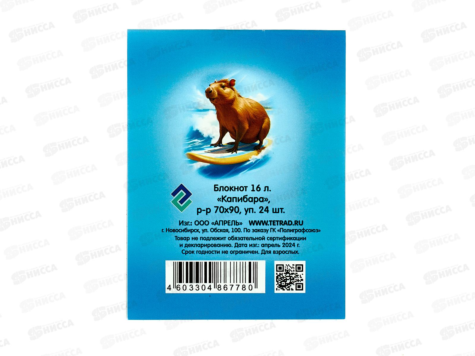 Блокнот 16л ПГС Капибара, А7 *24