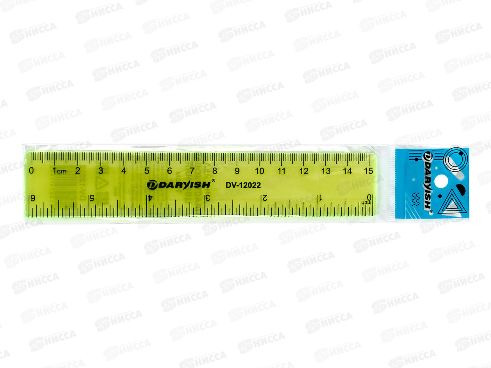 Линейка 15см Darvish пластиковая цв.,асс DV-12022 *24