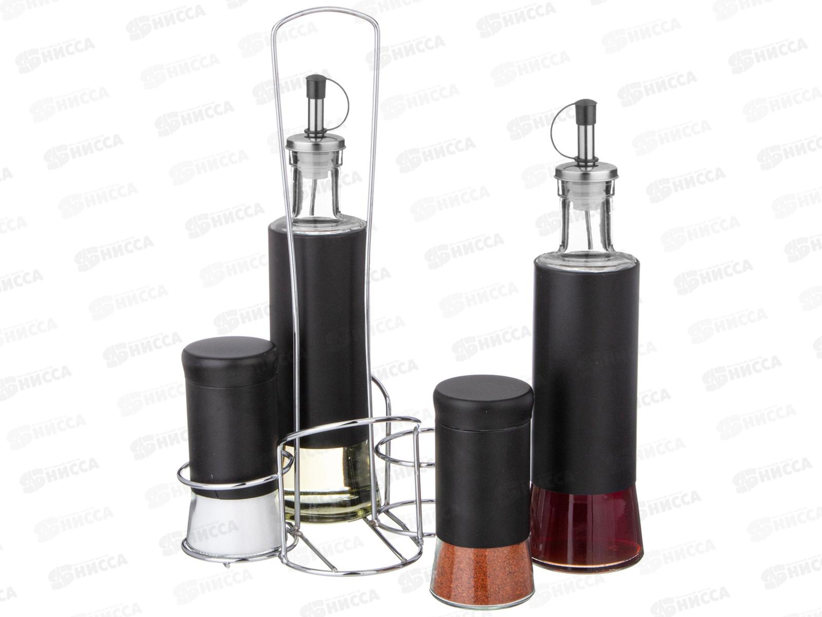 Набор для масла и уксуса и специй на металлической подставке 172-145