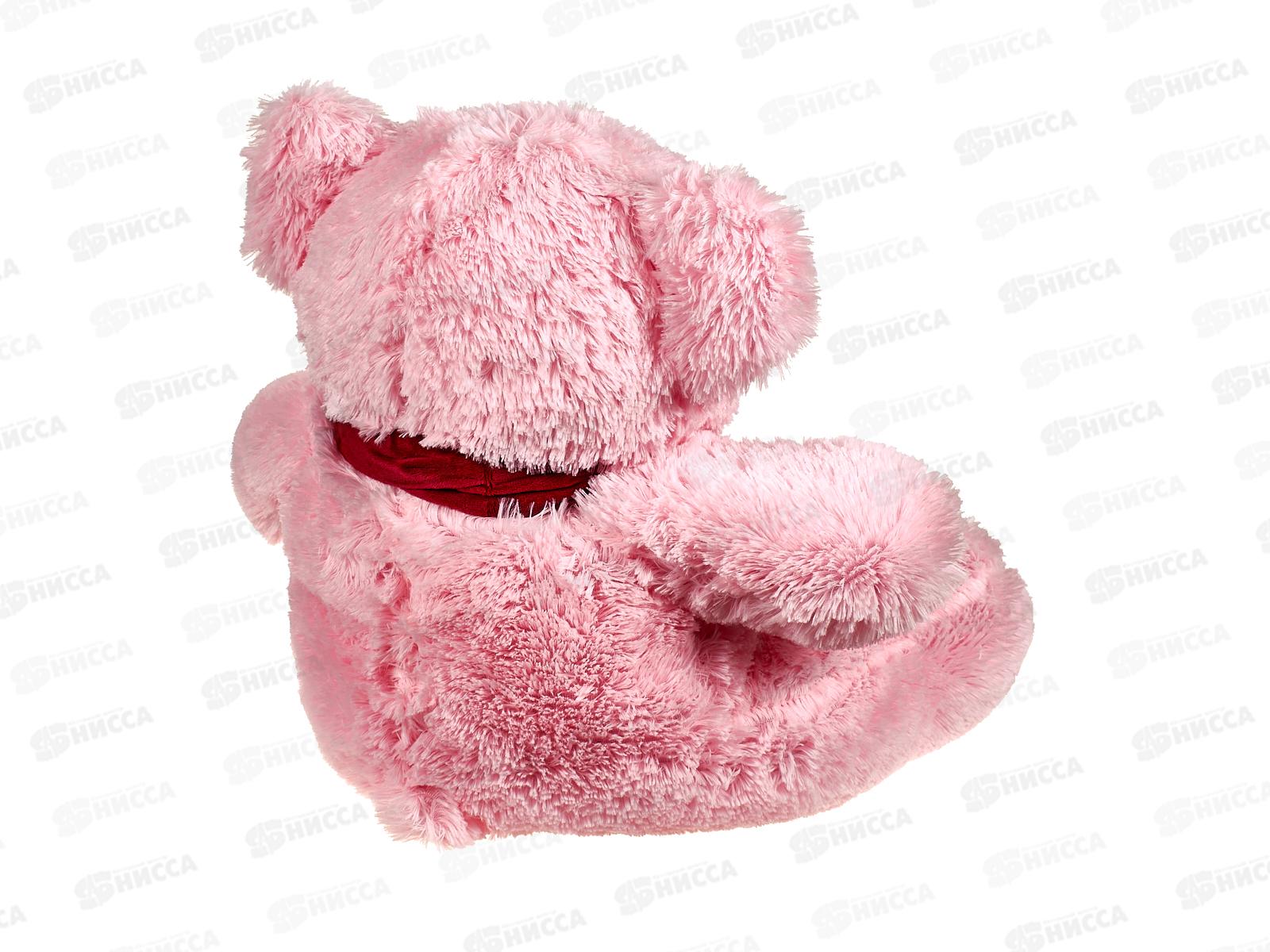 Медведь Кельвин 45см, розовый с шарфом, МКЛ-70Р  Мила