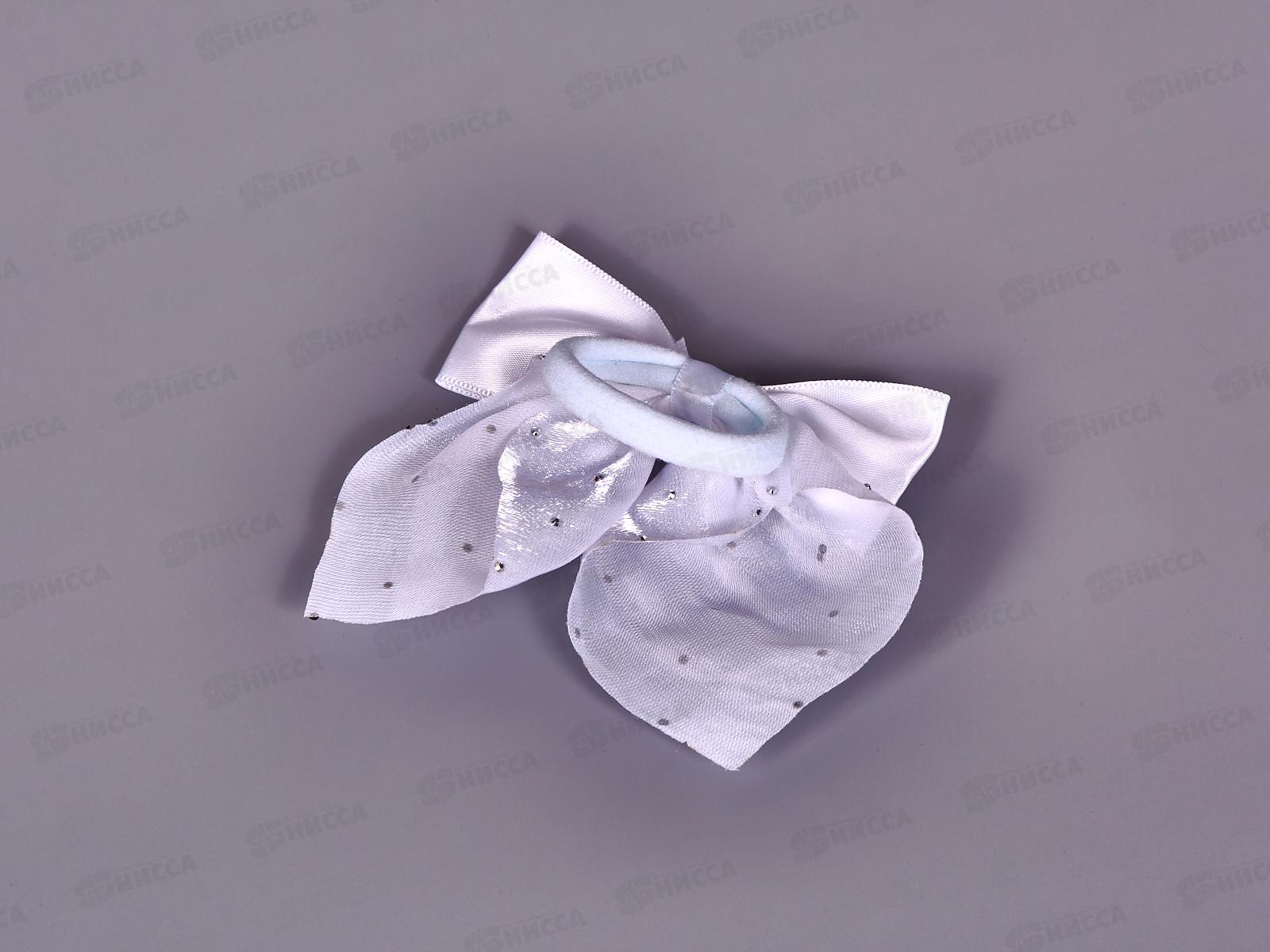 Резинка  для волос &quotШкольница&quot 11*9см сердечко белый 10072619