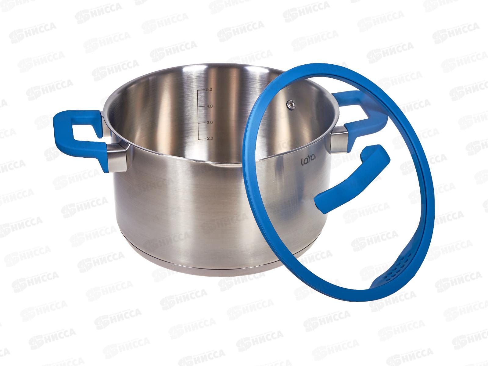 Кастрюля САПФИР 24х12см 6.2л, индукционное дно, крышка стекло LR02-794