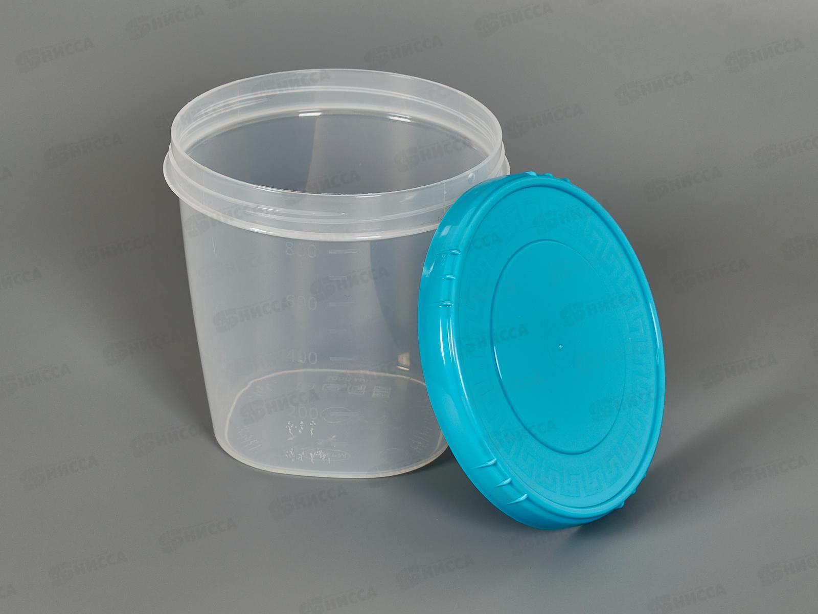 Емкость (Банка) 1л крышка голубая *40  ИНТ