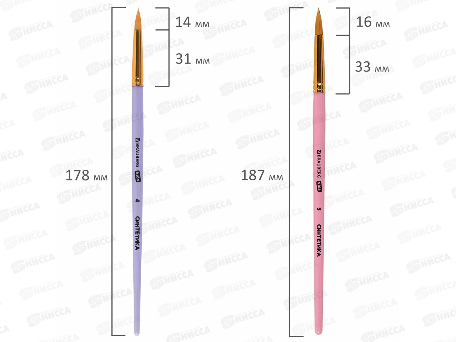 Кисть BRAUBERG kids синтетика 5шт (круглые №1,2,3,4,5) 201076 *12