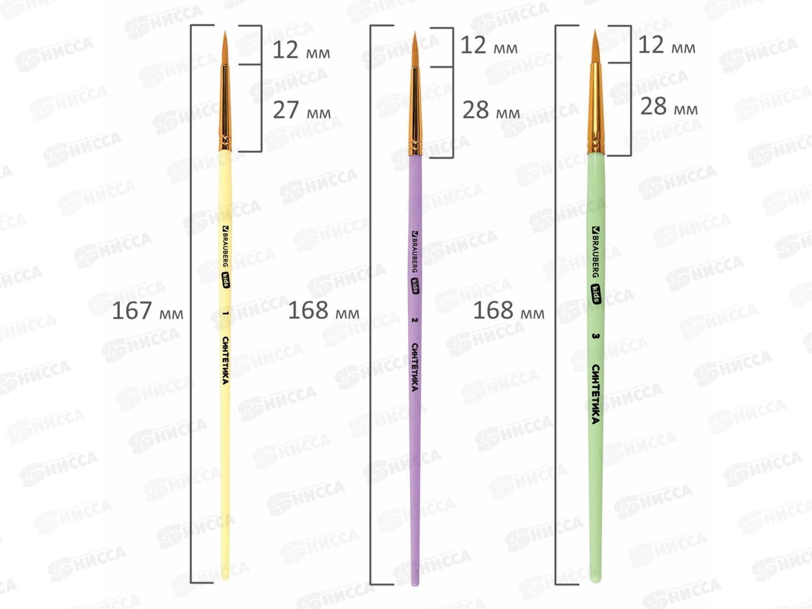 Кисть BRAUBERG kids синтетика 5шт (круглые №1,2,3,4,5) 201076 *12