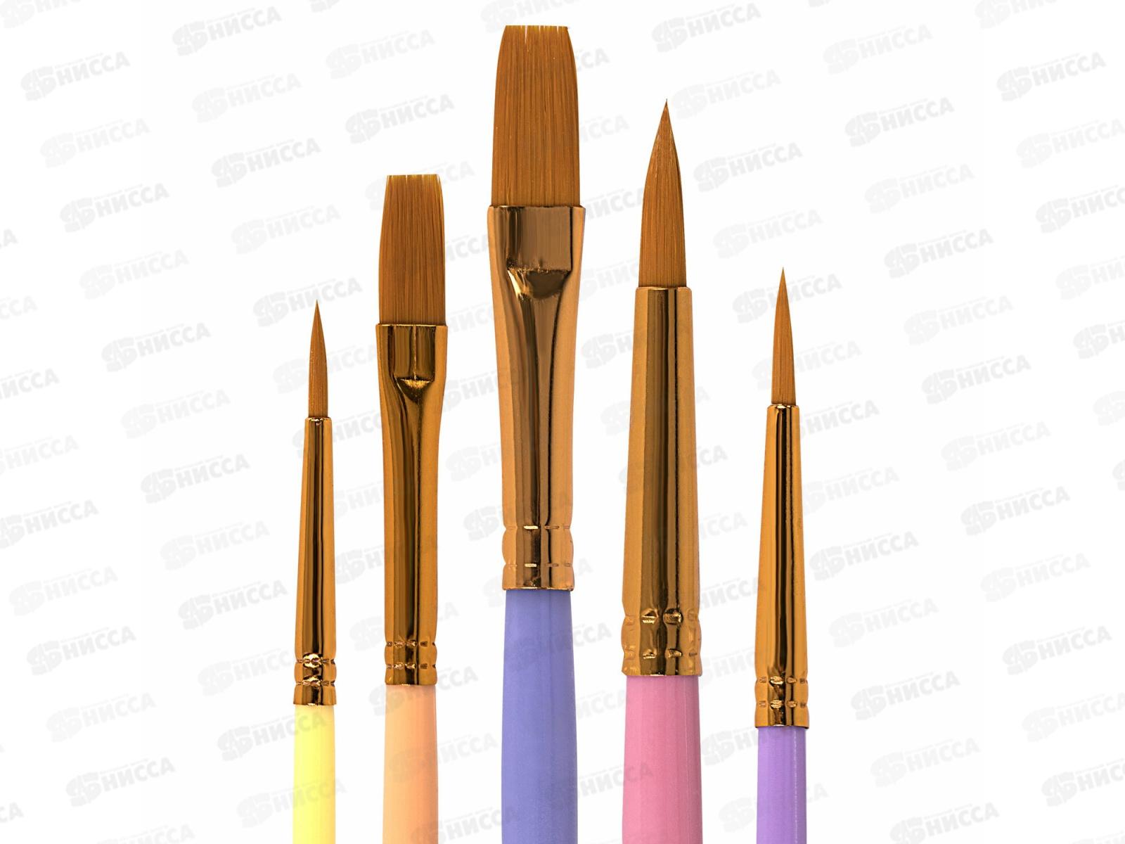 Кисть BRAUBERG kids синтетика 5шт (круг.№1,2,5 плоск.№ 5,8) 201075 *12