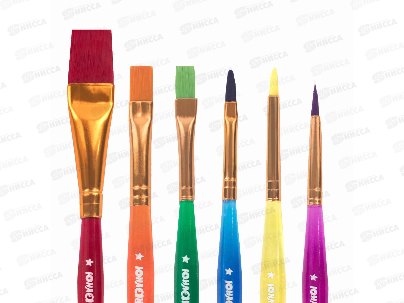 Кисти Юнландия набор 6шт(синтетика круглые №2,3 плоские №4,5,6,8) 200890