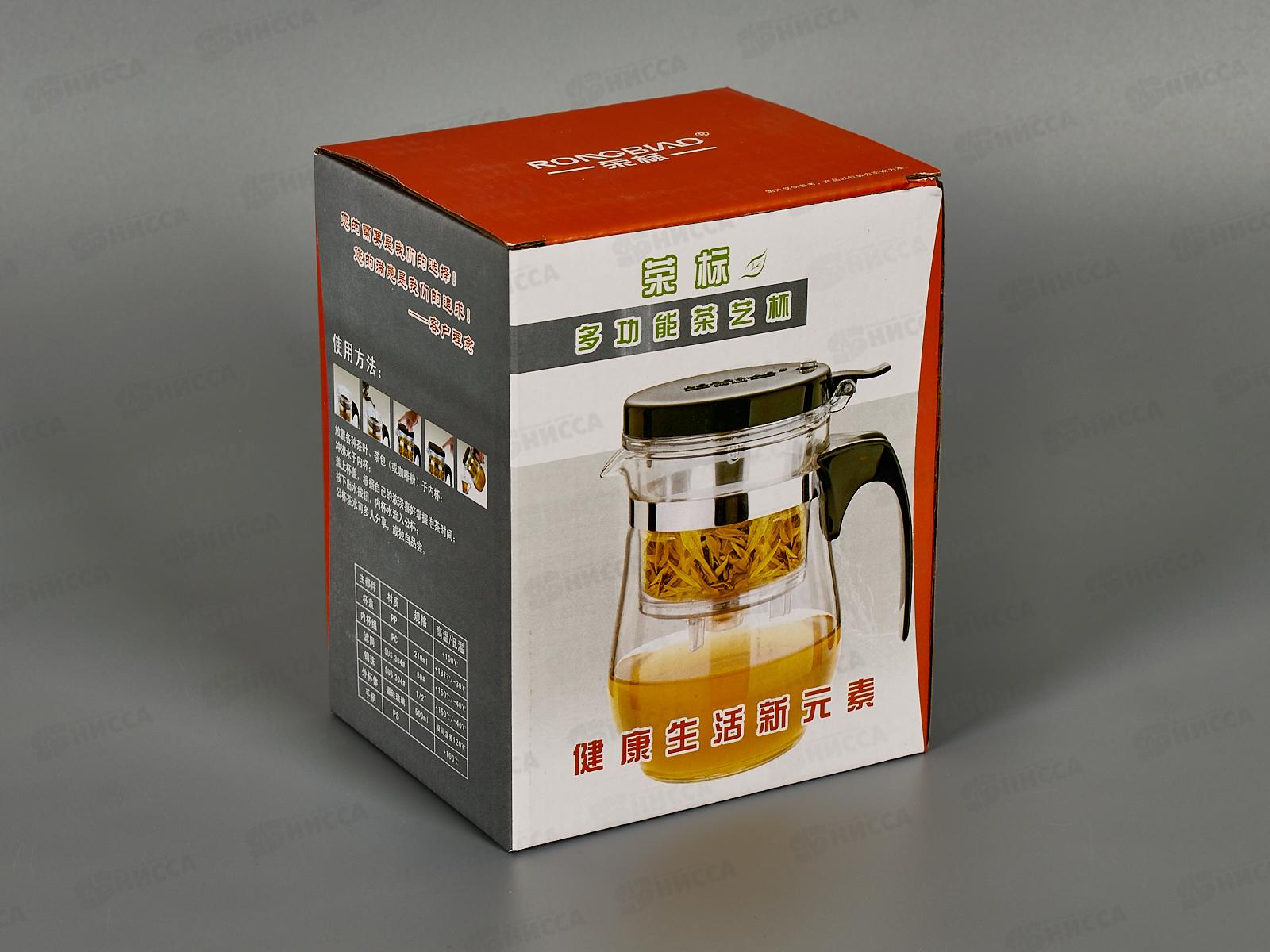 Чайник заварочный 500 мл, стекло+пласт 5102  (048098) Ж