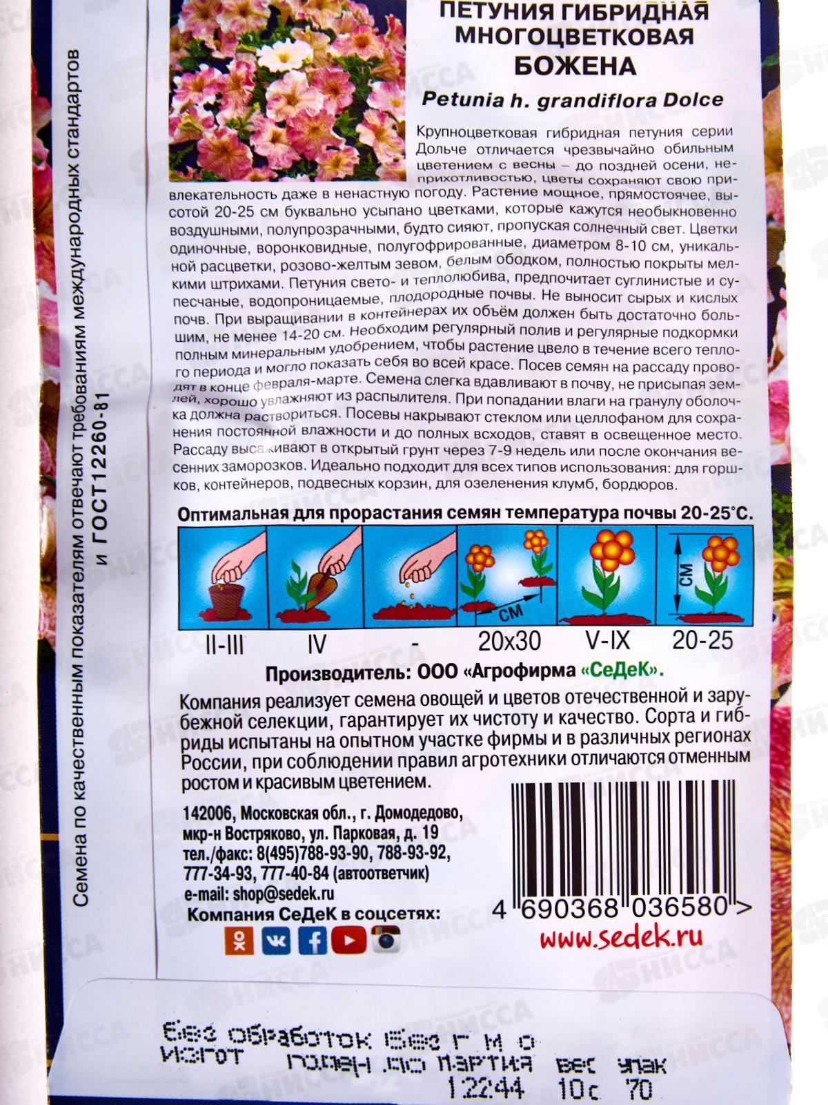 Петуния Божена F1 (Евро, 10) СеДек *10 +