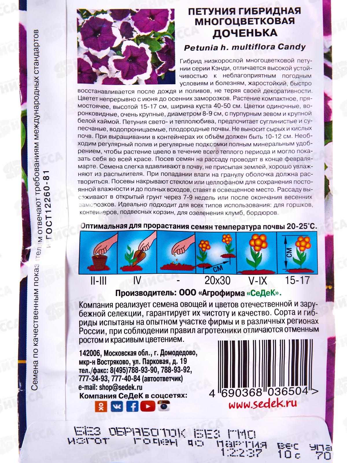 Петуния Доченька F1 (многоцветковая) Италия (Евро,10) СеДек *10 +