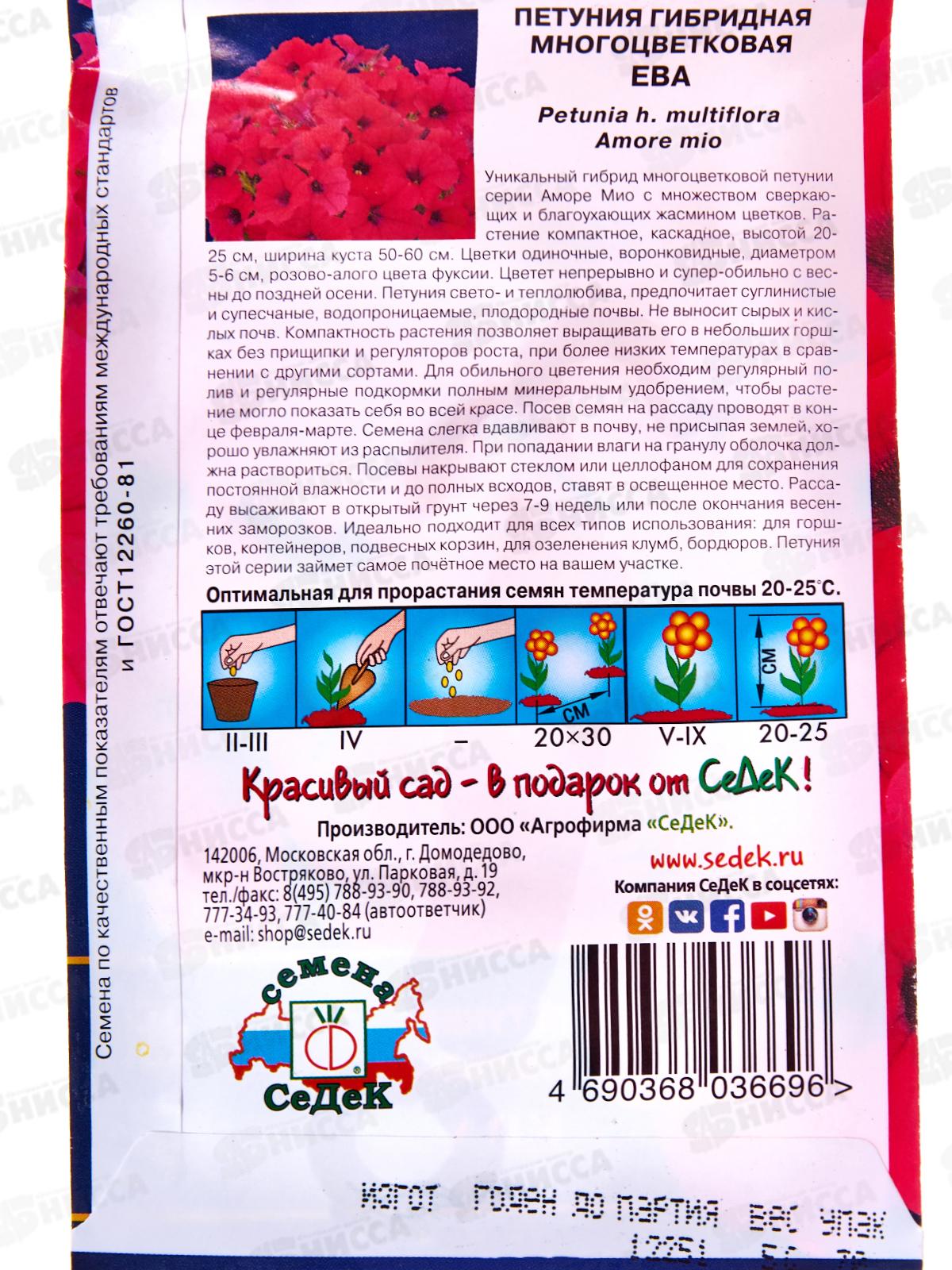 Петуния Ева F1 (многоцв) (Евро,5) СеДек *10 +