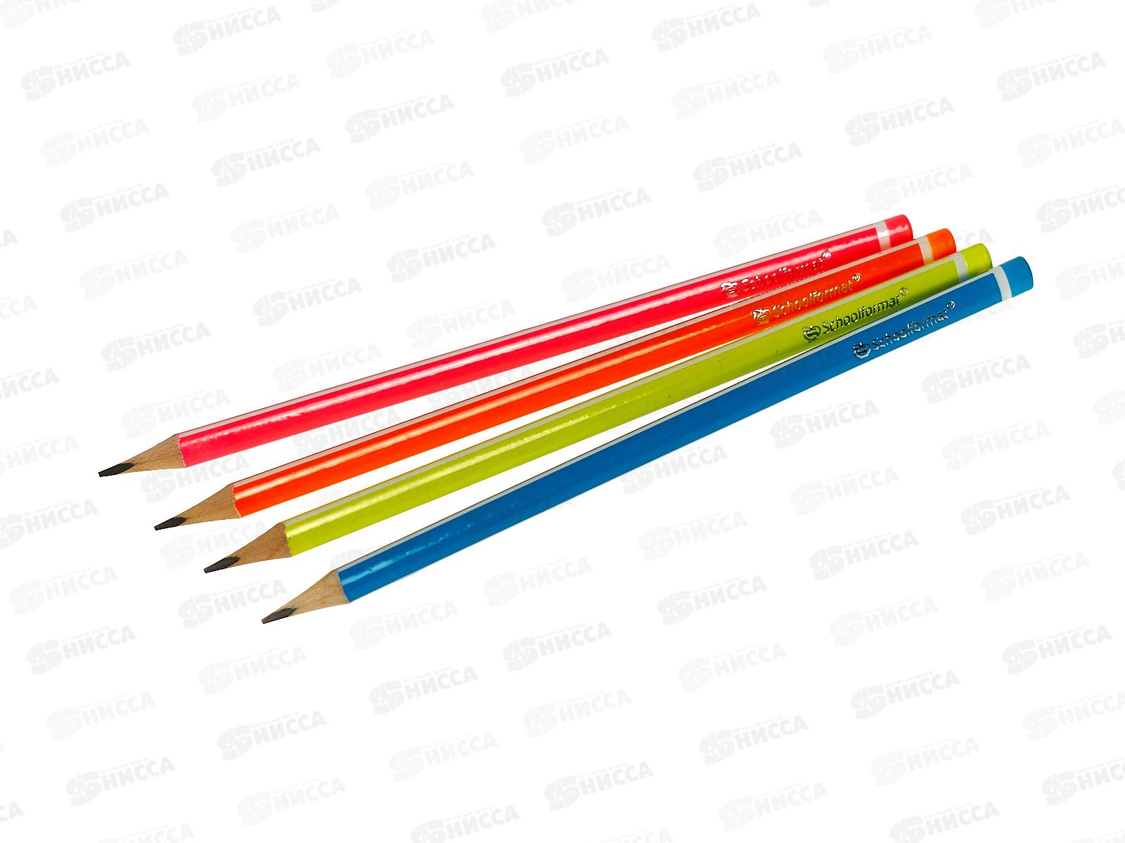 Карандаш чернографитный schoolФОРМАТ Crazy Neon HB заточеный техгранный КЧ-CNE-НВ *48/576