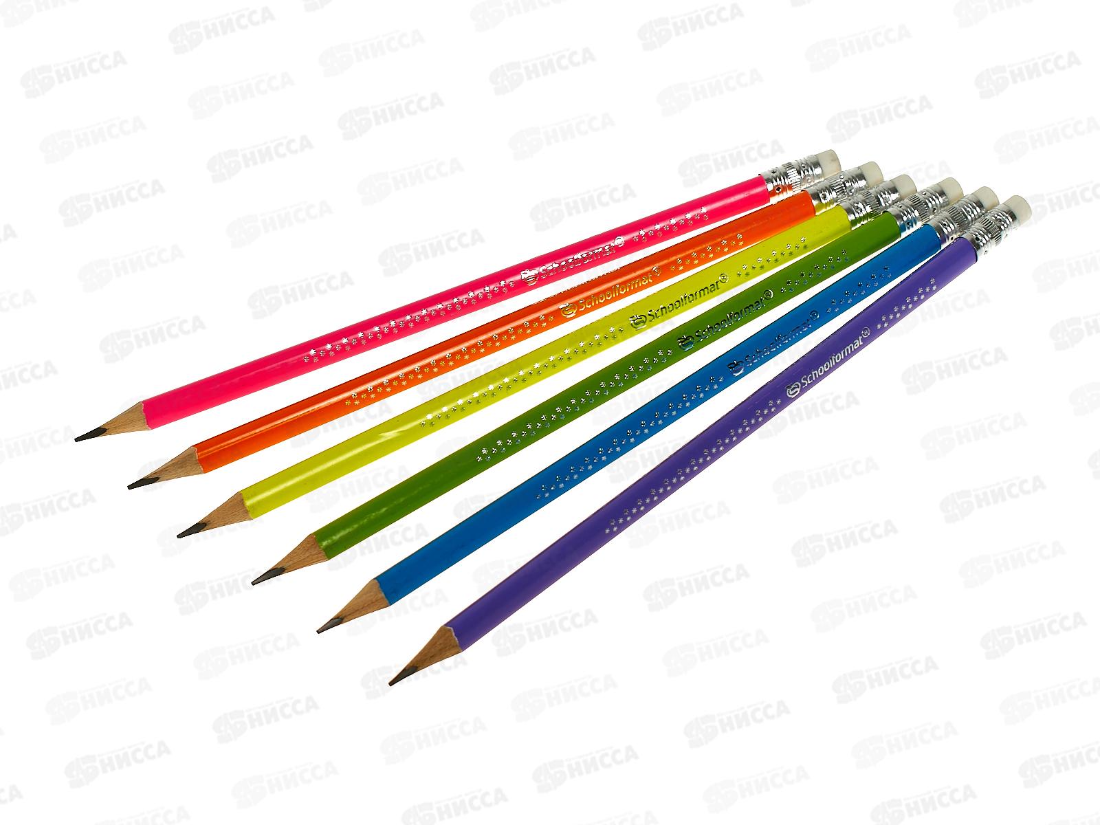 Карандаш чернографитный с ластиком schoolФОРМАТ Daisy HB дерев. КЧ-DA-НВ *48/576