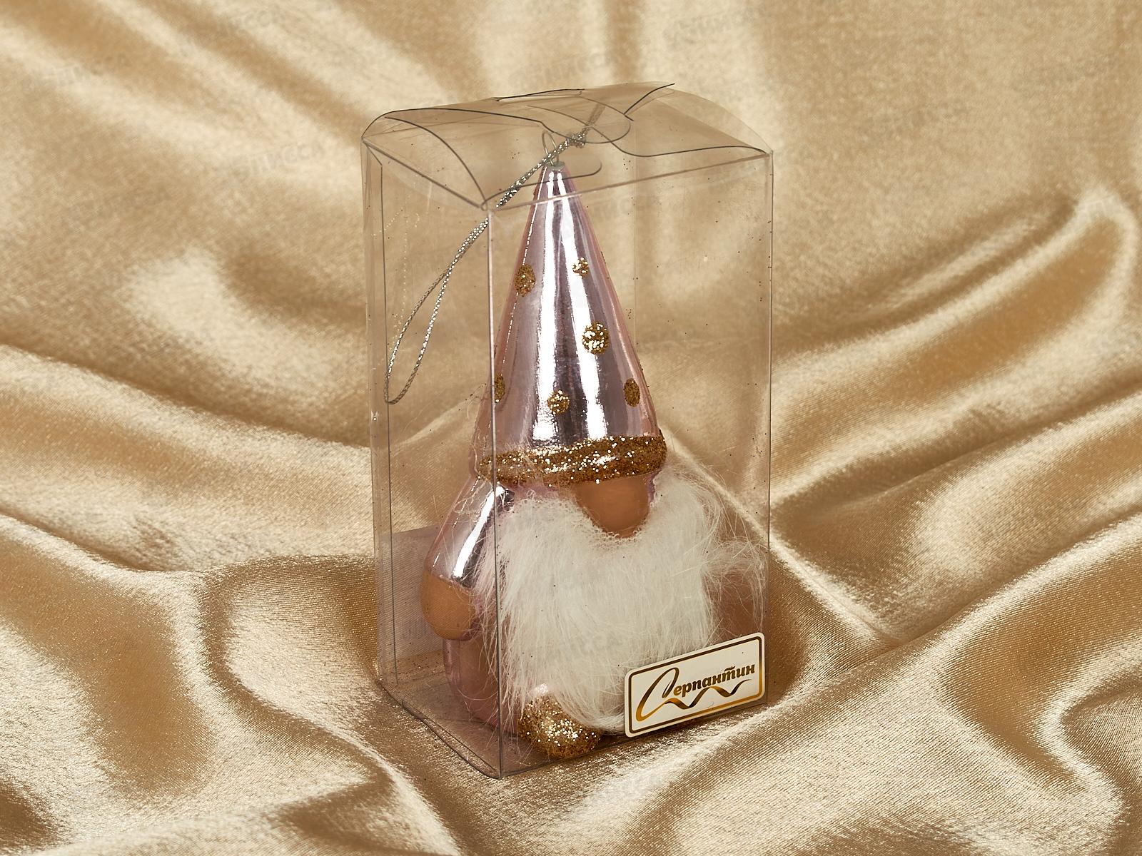 Елочная игрушка Веселый лесовичок 6,5*13см розовый 916-0709