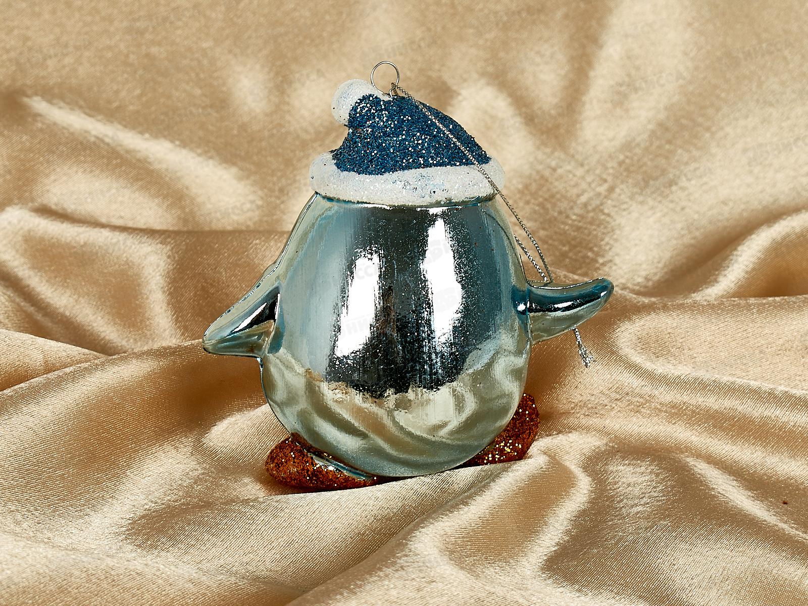 Елочная игрушка Веселый пингвиненок 11*6см голубой 916-0731