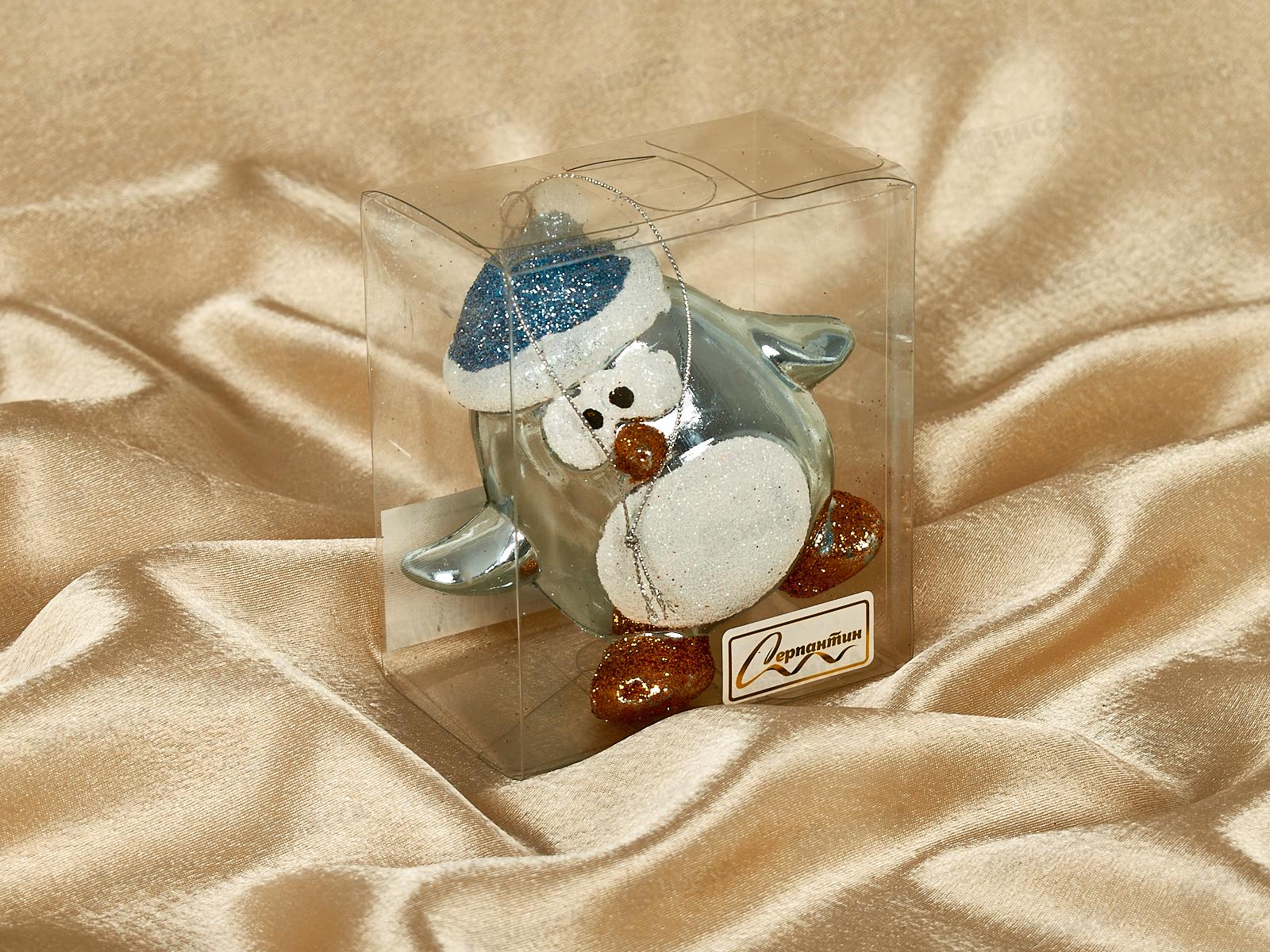 Елочная игрушка Веселый пингвиненок 11*6см голубой 916-0731