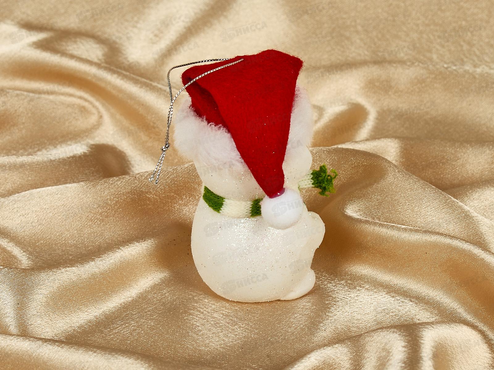 Елочная игрушка Зимний снеговик 6*11см зеленый 916-1162