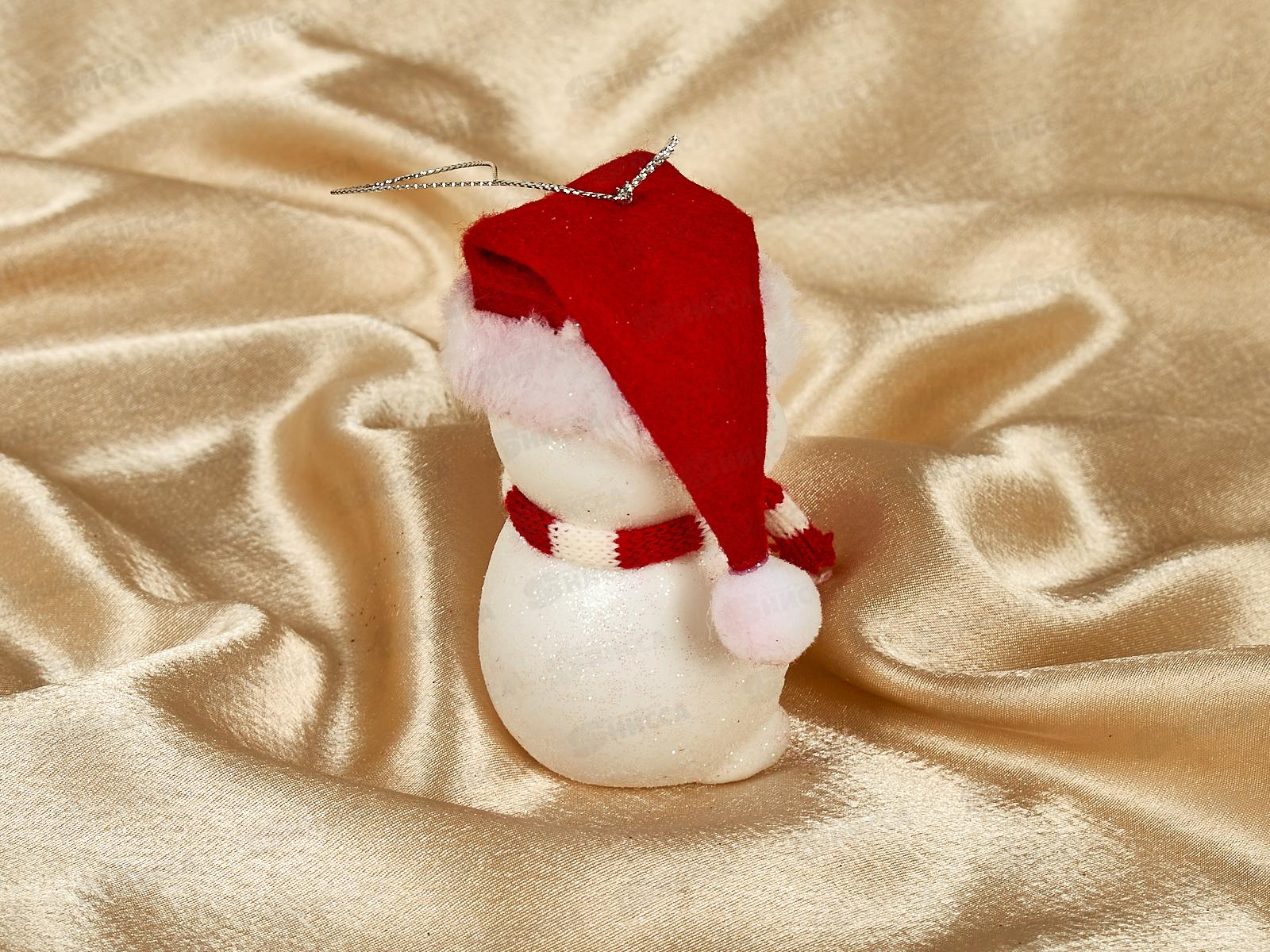 Елочная игрушка Зимний снеговик 6*11см красный 916-1157