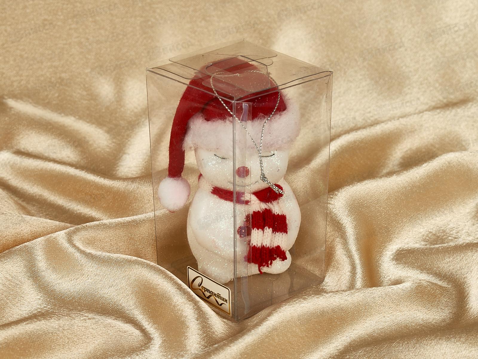 Елочная игрушка Зимний снеговик 6*11см красный 916-1157