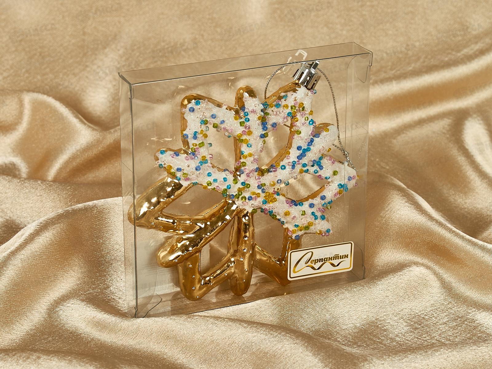 Елочная игрушка Зимняя снежинка 10*12см золото 916-1177