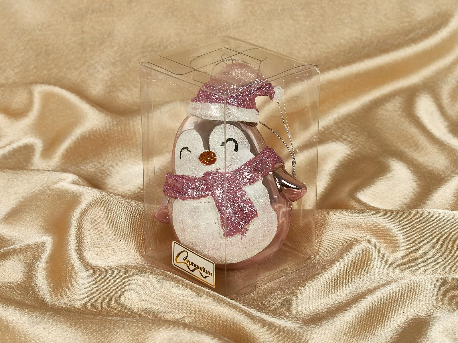 Елочная игрушка Милый пингвиненок 12*7см розовый 916-0823