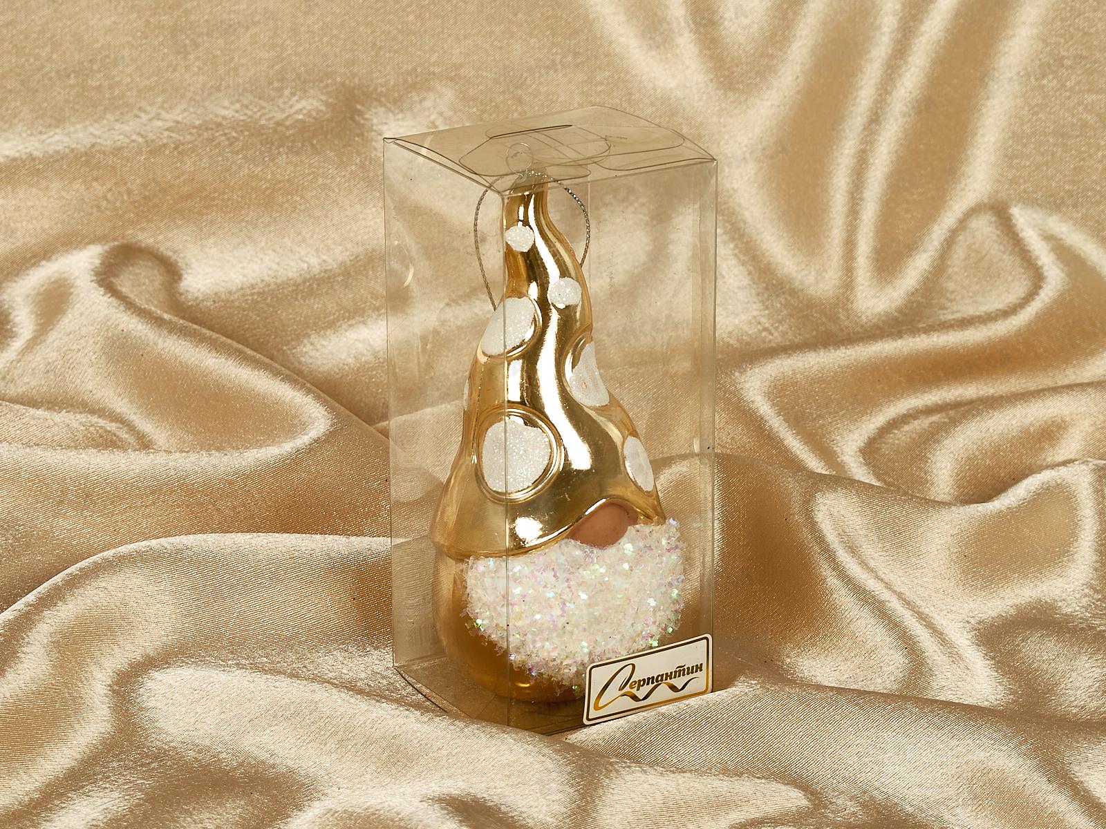 Елочная игрушка новогодний лесовичок 5,5*12,5см золото 916-1141