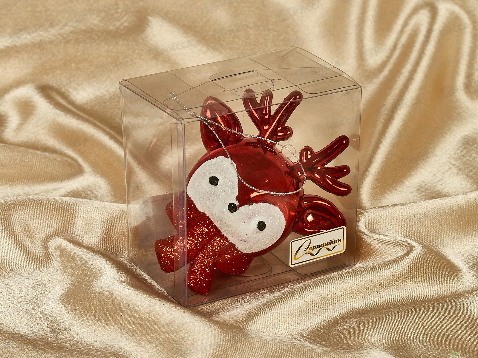 Елочная игрушка Новогодний олененок 7*10,5см красный 916-1134