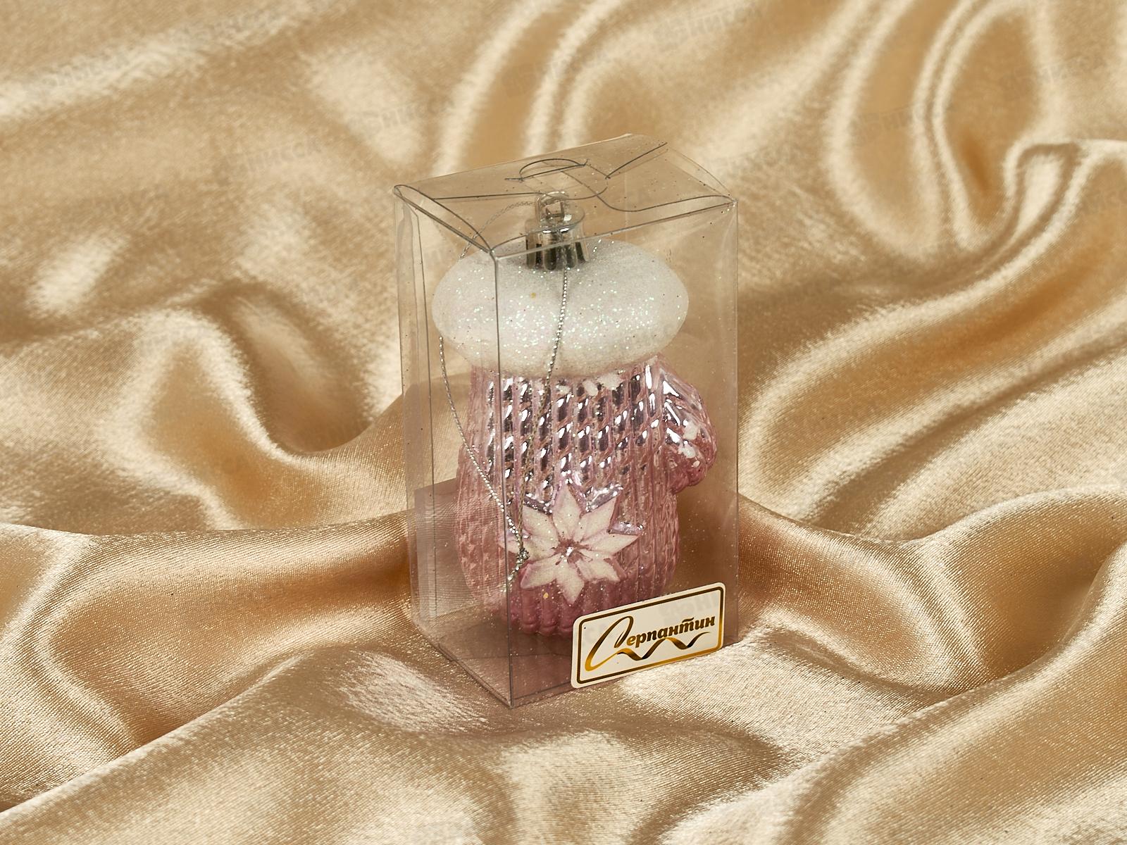 Елочная игрушка Новогодняя варежка 5*10см розовый 916-0775