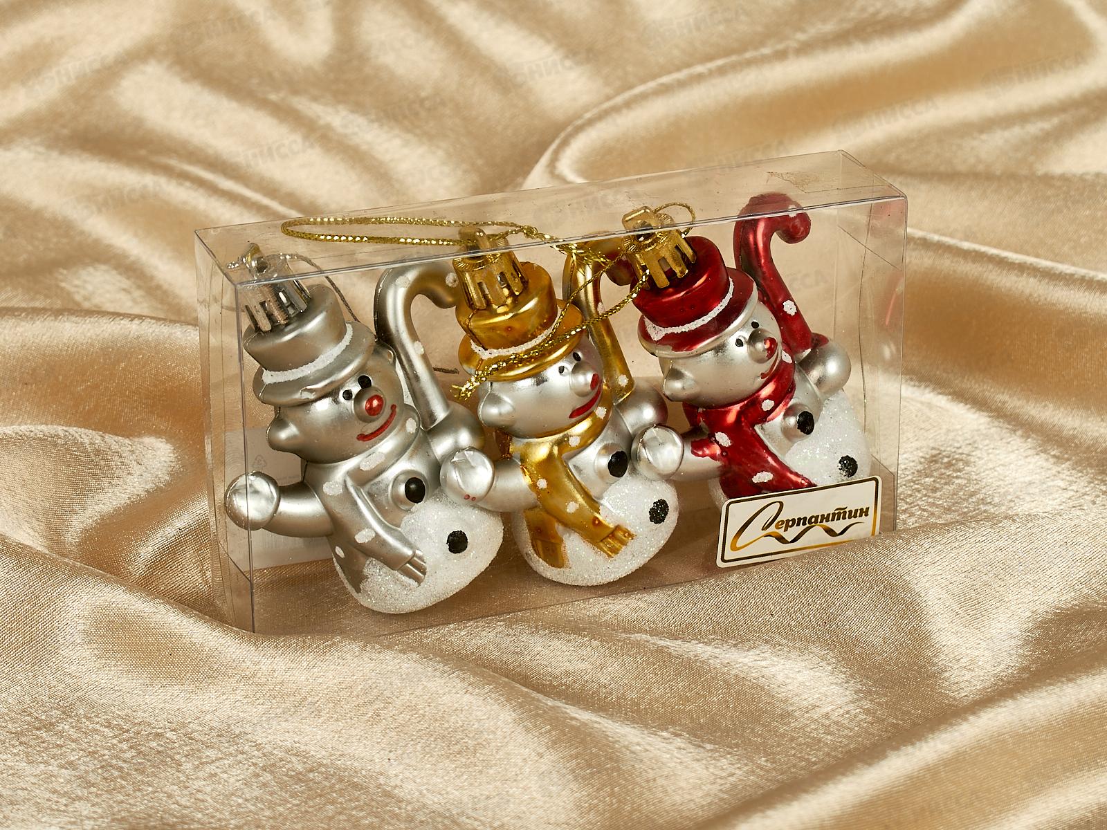 Набор елочных украшений 3шт &quotСнеговички&quot 7,5см 201-0394