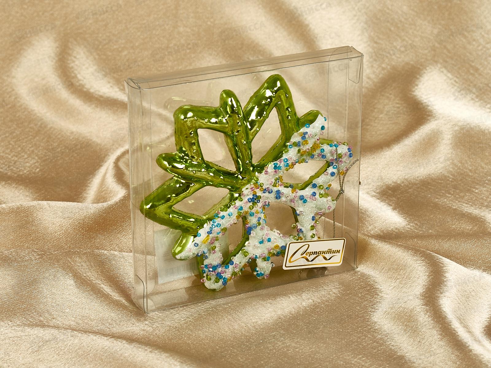 Елочная игрушка Зимняя снежинка 10*12см зеленый 916-1175