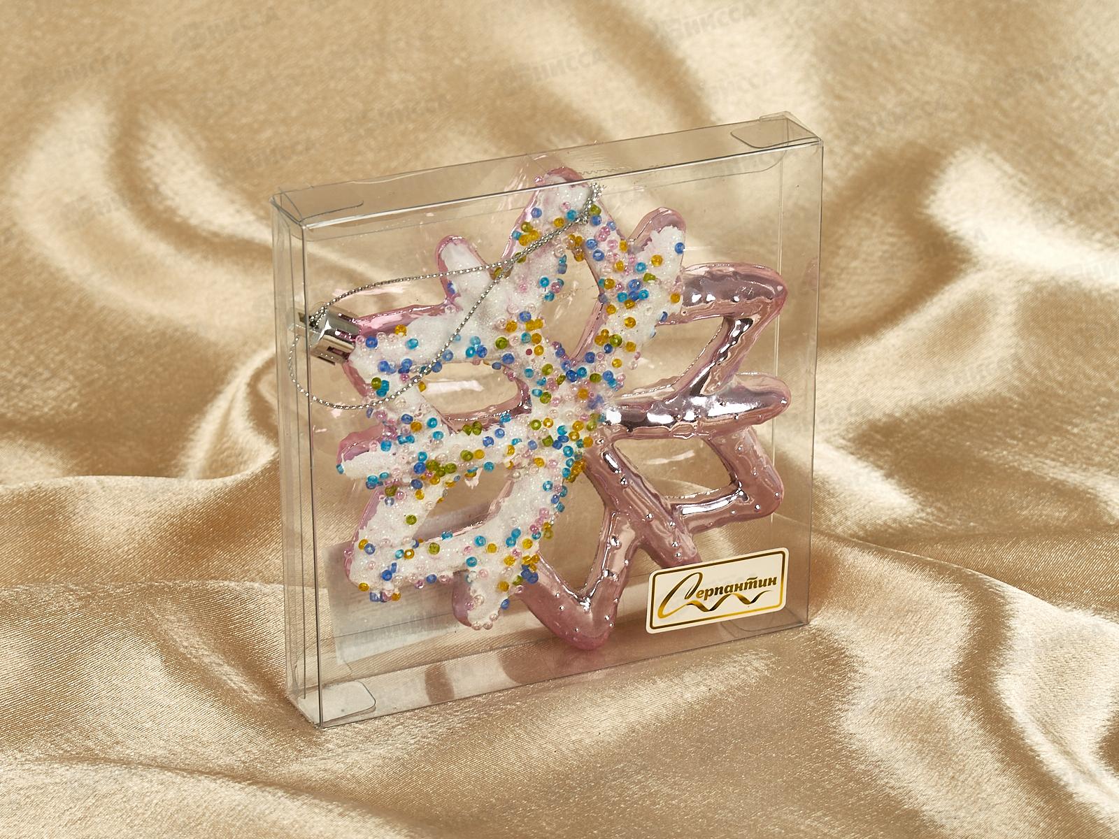 Елочная игрушка Зимняя снежинка 10*12см розовый 916-1174