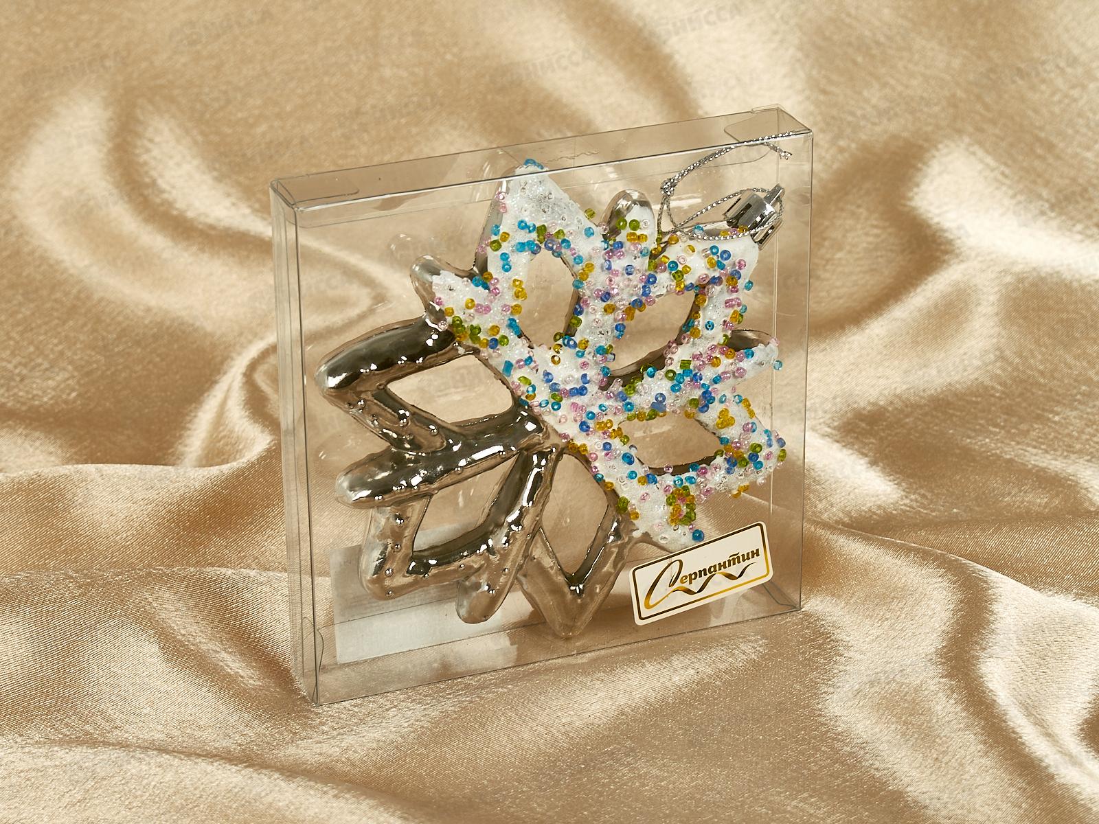 Елочная игрушка Зимняя снежинка 10*12см серебро 916-1178